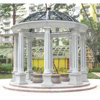 Outdoor High Quality Large Stone Pavilion Marble Gazebo With steel top