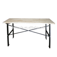 Heavy Duty Steel Garage Work Bench Block Wood Top Dining Table For Home