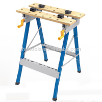 New Metal Working Bench MDF Board Foldable Work Bench and Vice, Portable Sawhorse with Quick Clamp,220lb, 0-90 degree Flip Angle