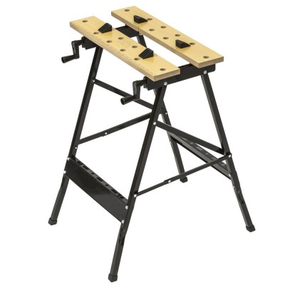 Multi-Purpose Folding Workbench and Vice Portable Work Table Sawhorse with Quick Clamp Pegs and Tool Holders for Carpenter Build